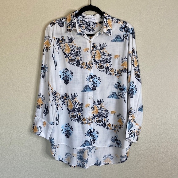 Charlie Holiday Tops - Charlie Holiday blouse shirt women’s 8 eight Viva Mexico shirt white long sleeve